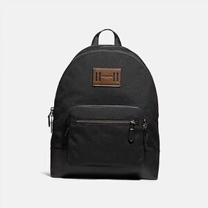 Coach Black Leather Embossed Tag Backpack
